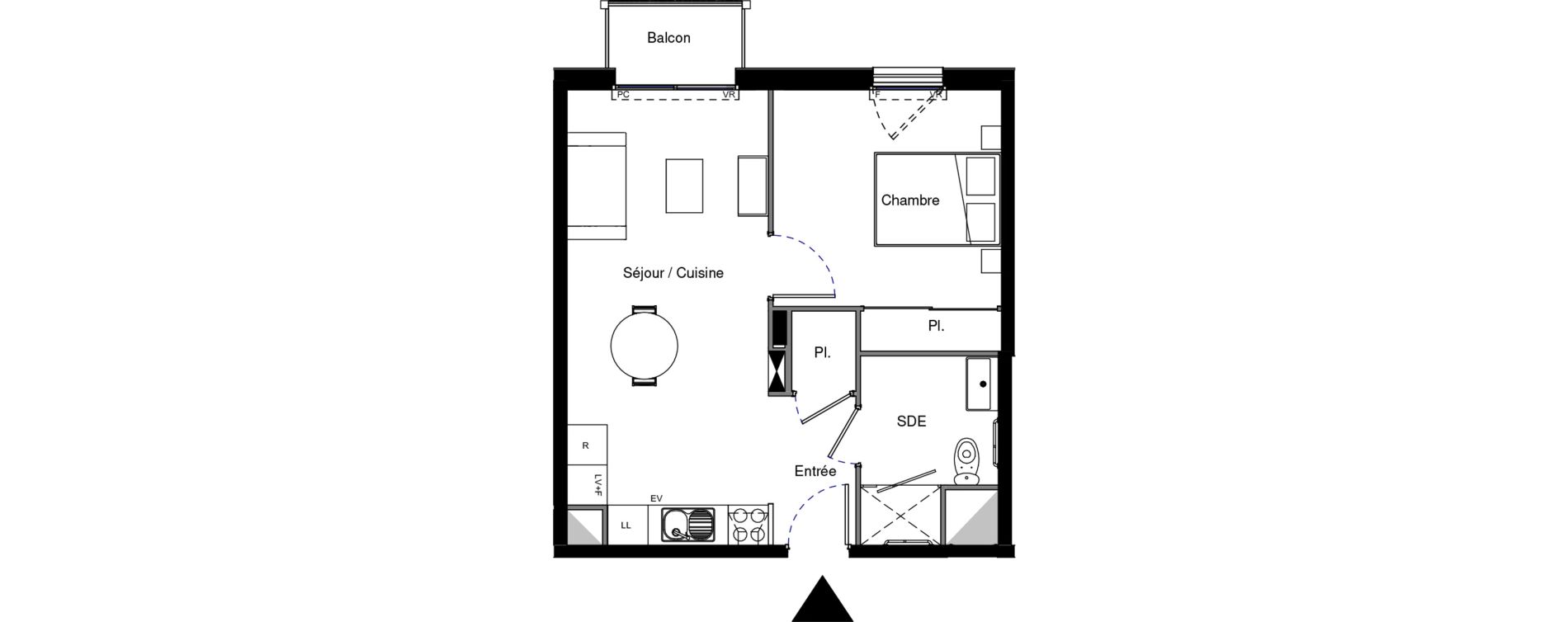 Appartement T2 meubl&eacute; de 41,58 m2 &agrave; Provins Centre