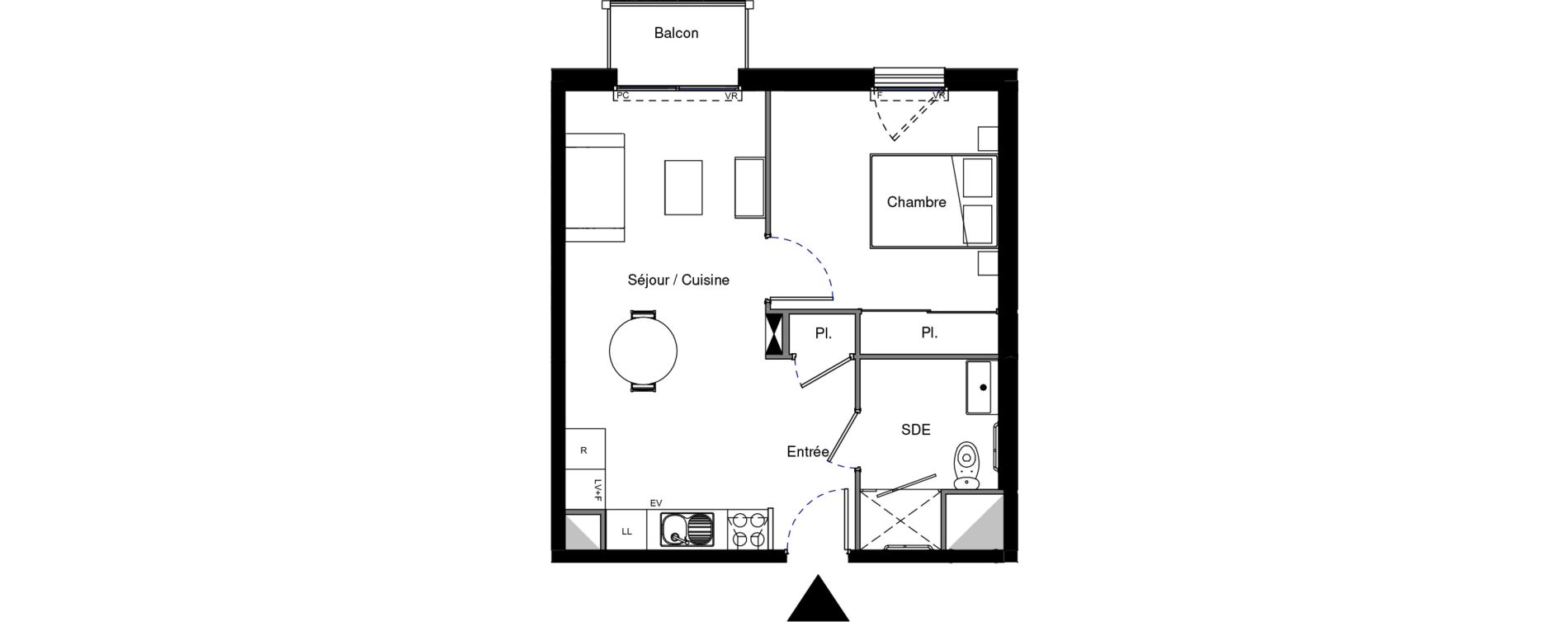 Appartement T2 meubl&eacute; de 41,40 m2 &agrave; Provins Centre