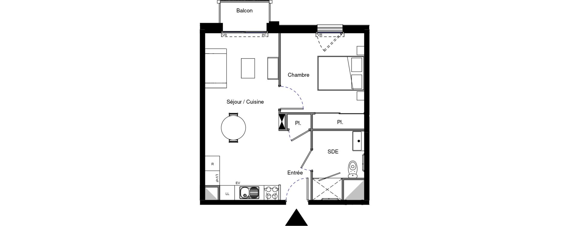 Appartement T2 meubl&eacute; de 41,89 m2 &agrave; Provins Centre