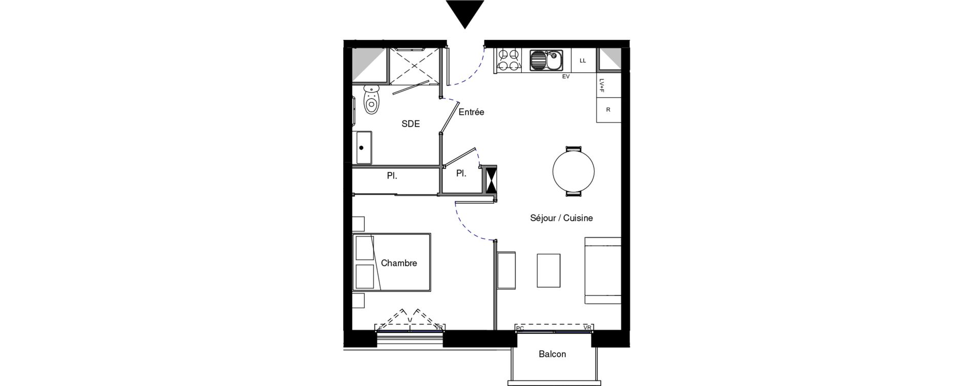 Appartement T2 meubl&eacute; de 41,89 m2 &agrave; Provins Centre