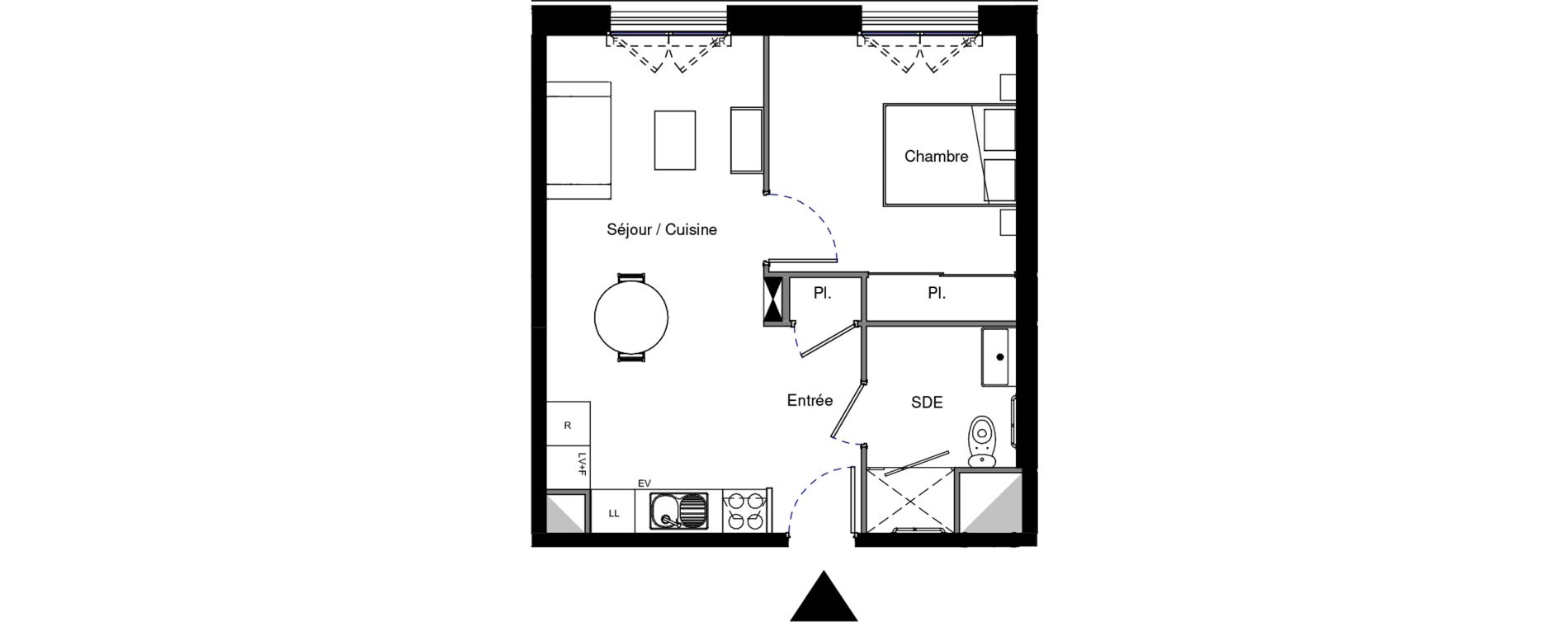 Appartement T2 meubl&eacute; de 41,40 m2 &agrave; Provins Centre