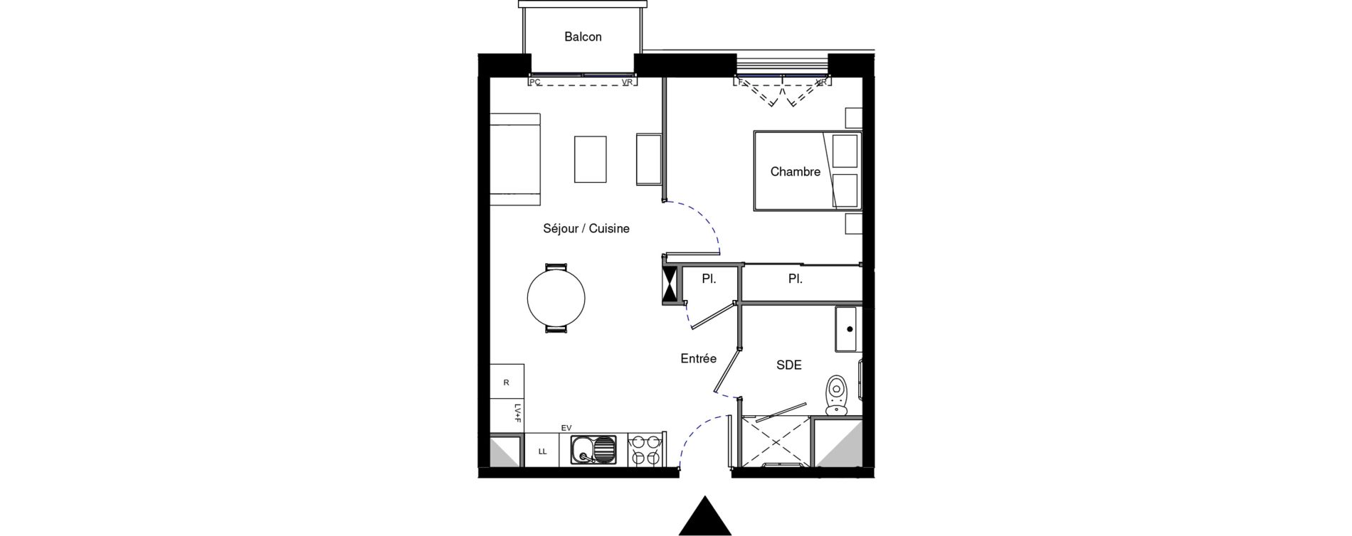 Appartement T2 meubl&eacute; de 41,89 m2 &agrave; Provins Centre