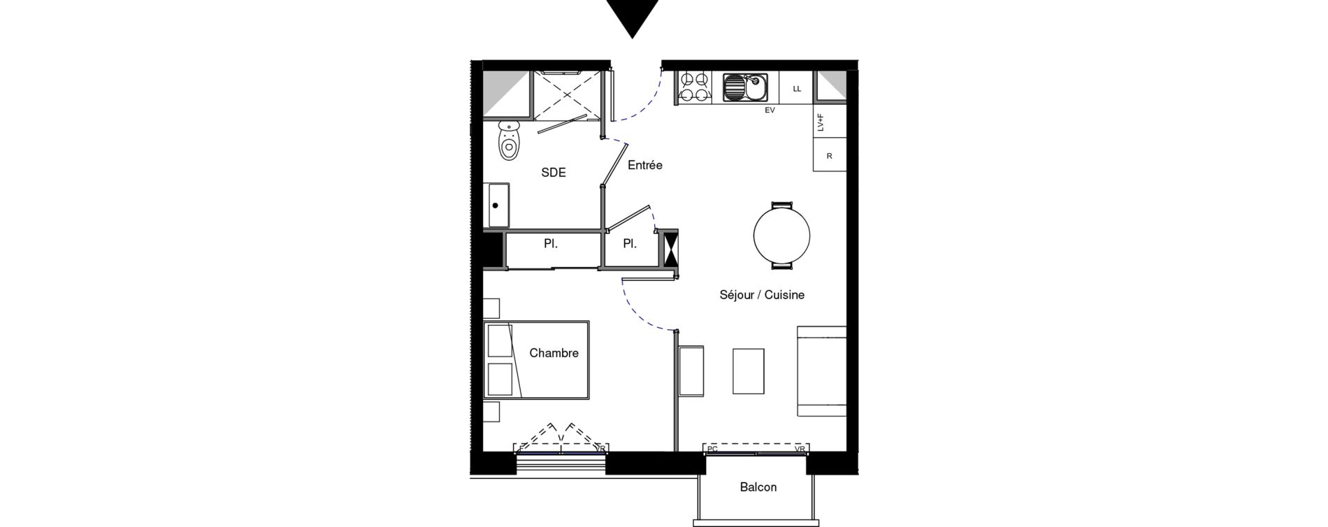 Appartement T2 meubl&eacute; de 41,63 m2 &agrave; Provins Centre