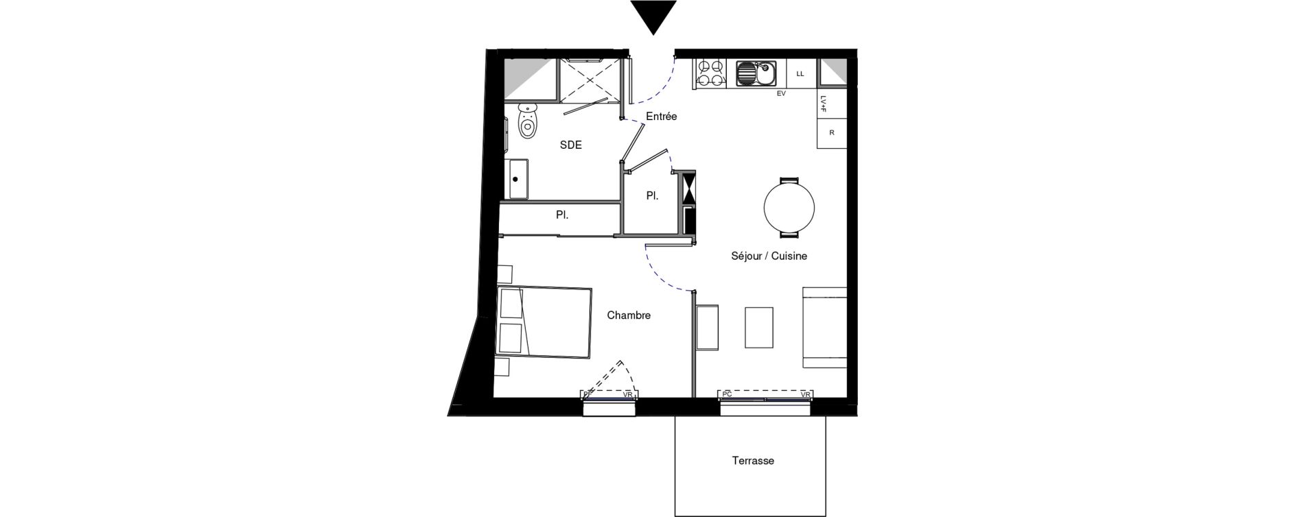 Appartement T2 meubl&eacute; de 43,98 m2 &agrave; Provins Centre