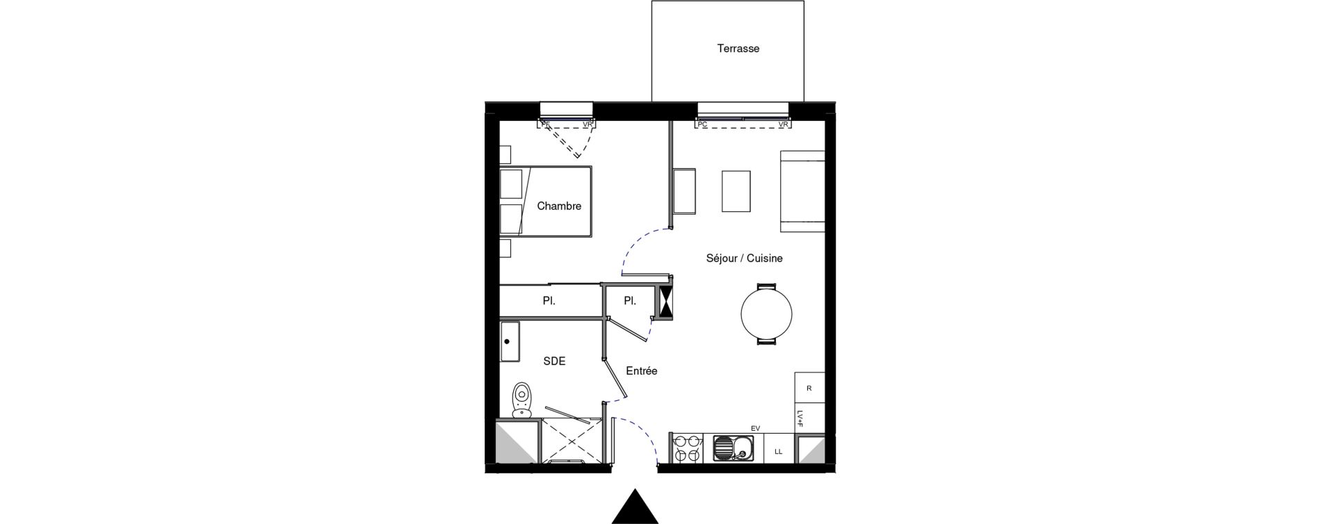 Appartement T2 meubl&eacute; de 41,62 m2 &agrave; Provins Centre