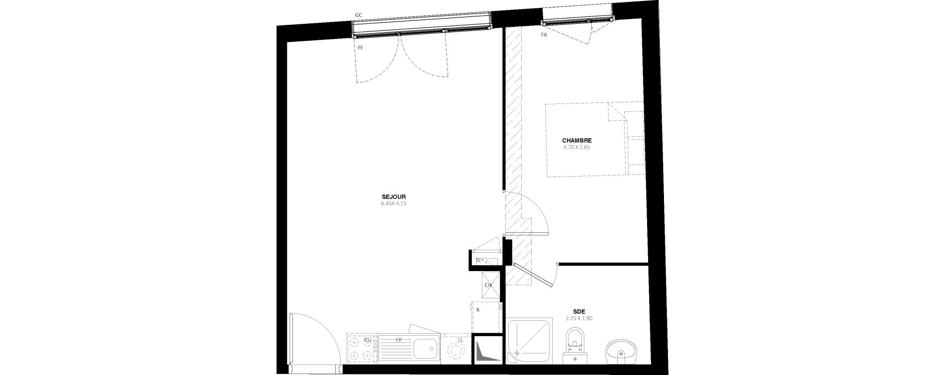 Appartement T2 de 43,30 m2 &agrave; Roissy-En-Brie Les jondelles