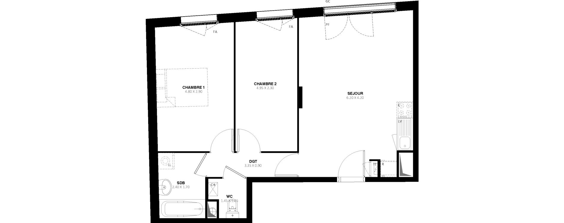 Appartement T3 de 58,10 m2 &agrave; Roissy-En-Brie Les jondelles