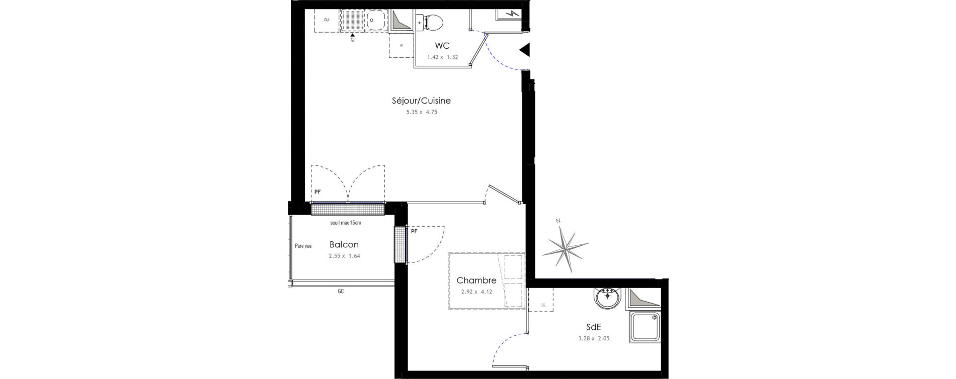 Appartement T2 de 43,05 m2 &agrave; Roissy-En-Brie La vall&eacute;e - gare