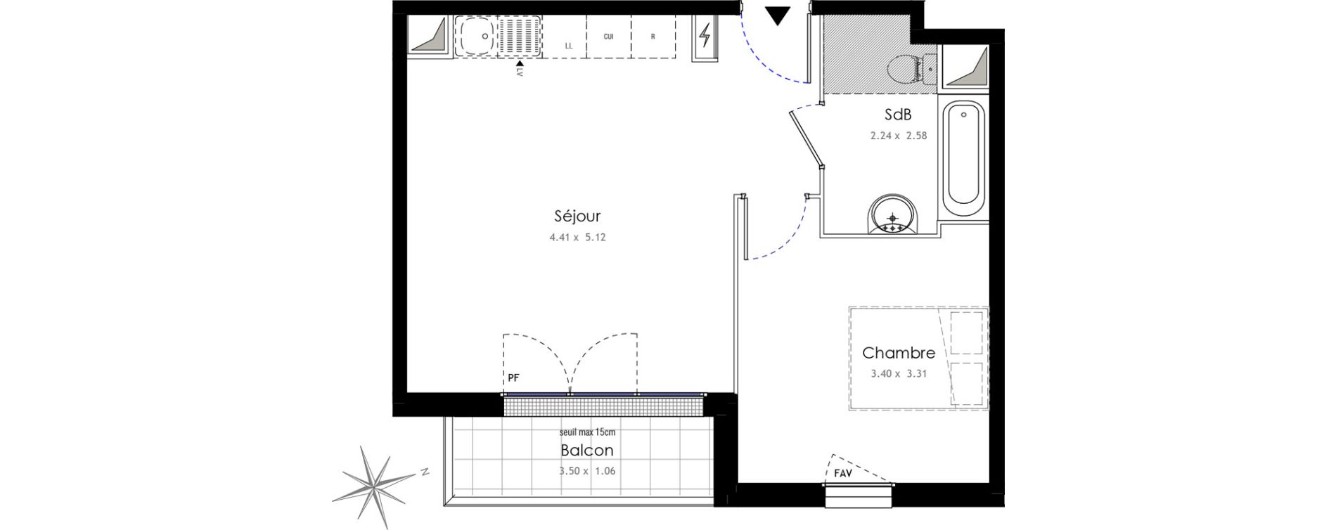 Appartement T2 de 42,54 m2 &agrave; Roissy-En-Brie La vall&eacute;e - gare
