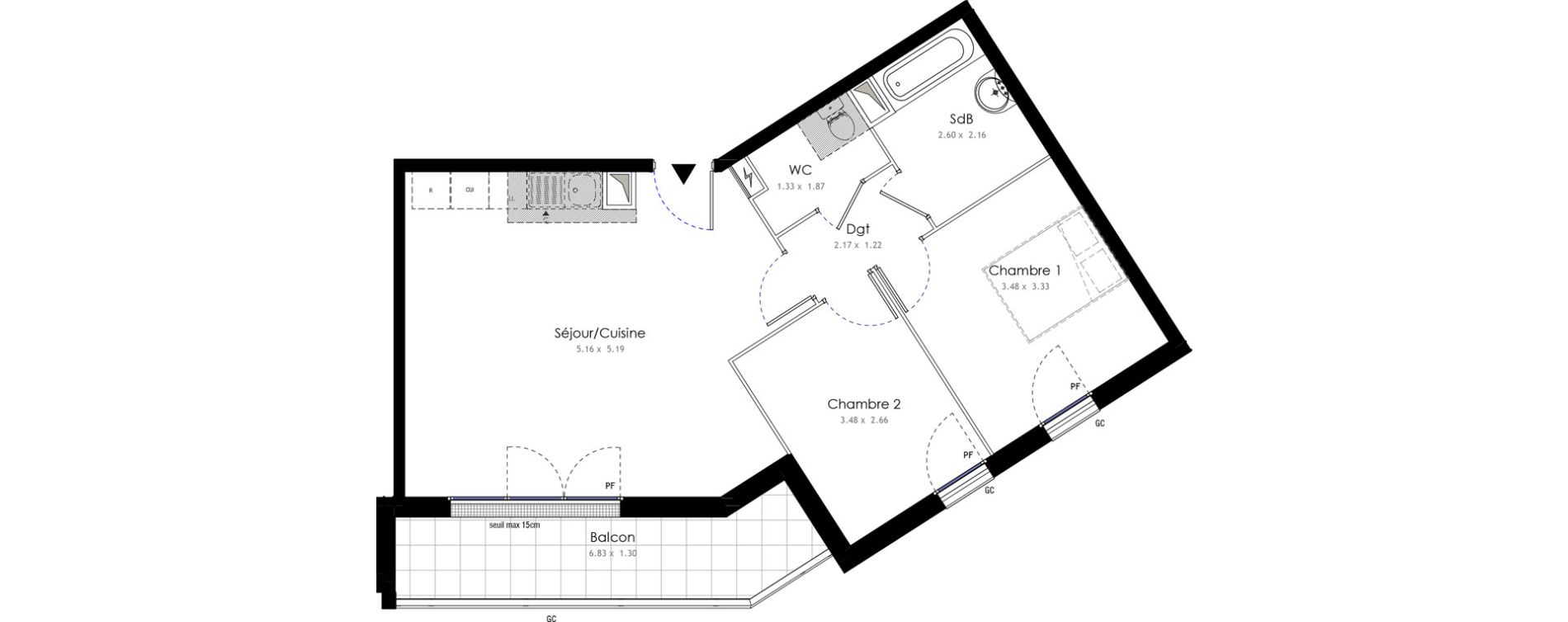Appartement T3 de 61,07 m2 &agrave; Roissy-En-Brie La vall&eacute;e - gare
