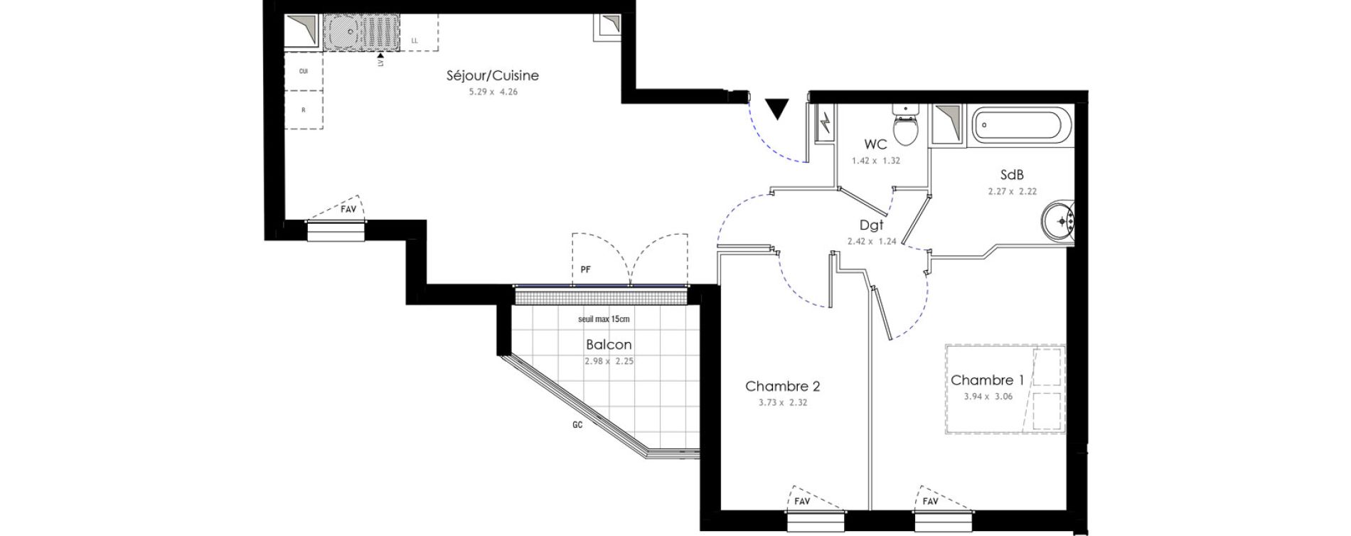 Appartement T3 de 57,60 m2 &agrave; Roissy-En-Brie La vall&eacute;e - gare