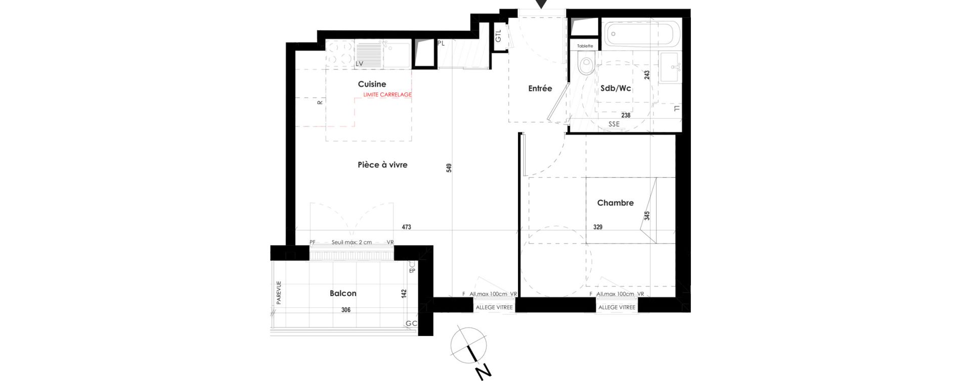 Appartement T2 de 41,63 m2 &agrave; Roissy-En-Brie Hypercentre