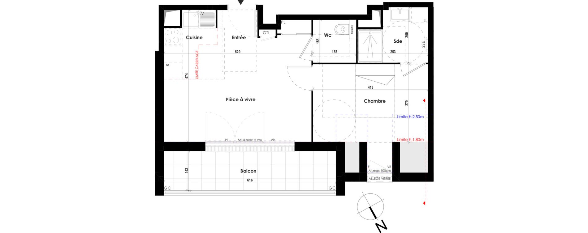 Appartement T2 de 42,63 m2 &agrave; Roissy-En-Brie Hypercentre