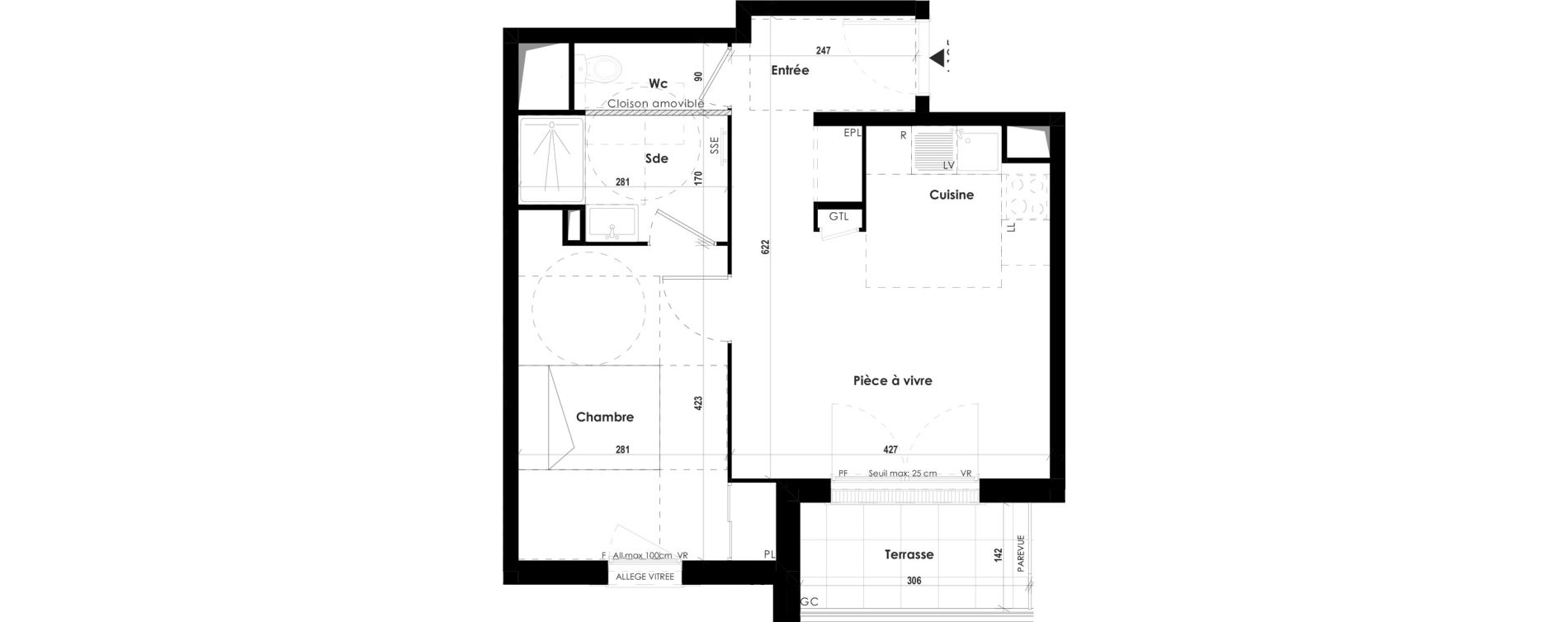 Appartement T2 de 41,93 m2 &agrave; Roissy-En-Brie Hypercentre