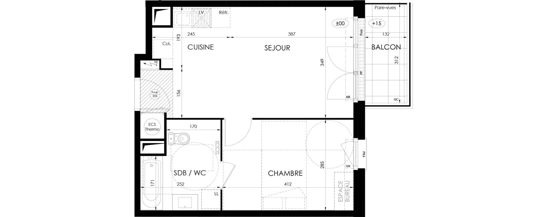 Appartement T2 de 40,50 m2 &agrave; Saint-Fargeau-Ponthierry Centre