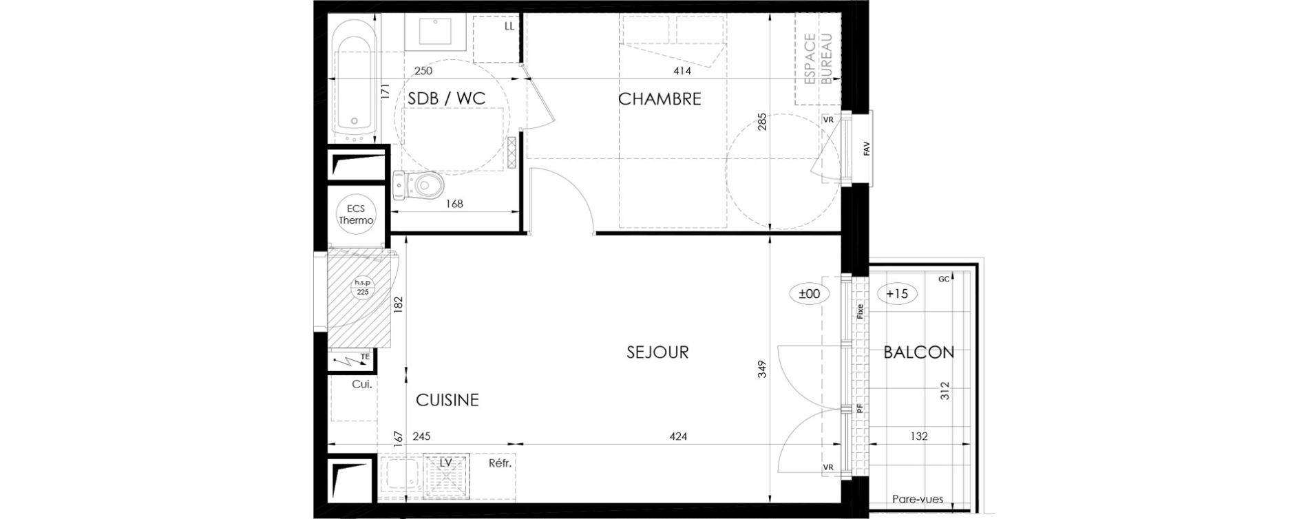 Appartement T2 de 41,20 m2 &agrave; Saint-Fargeau-Ponthierry Centre