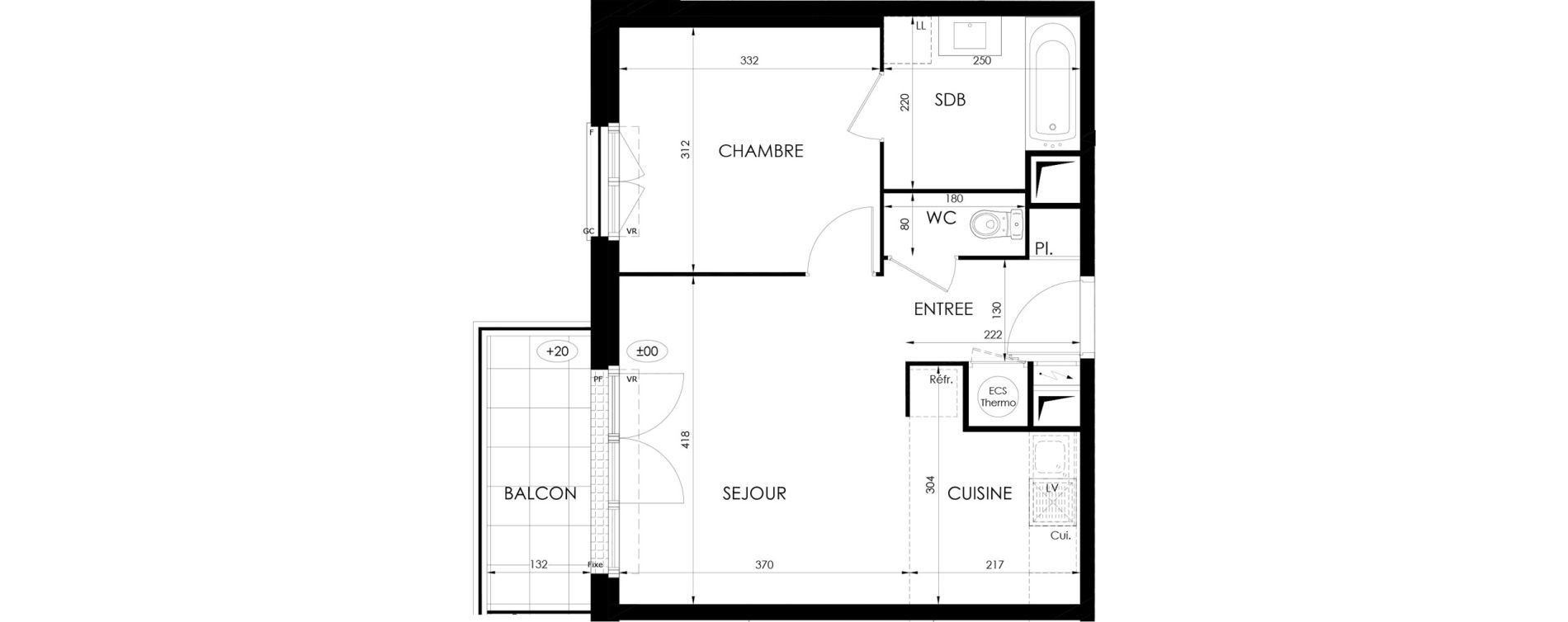 Appartement T2 de 41,70 m2 &agrave; Saint-Fargeau-Ponthierry Centre