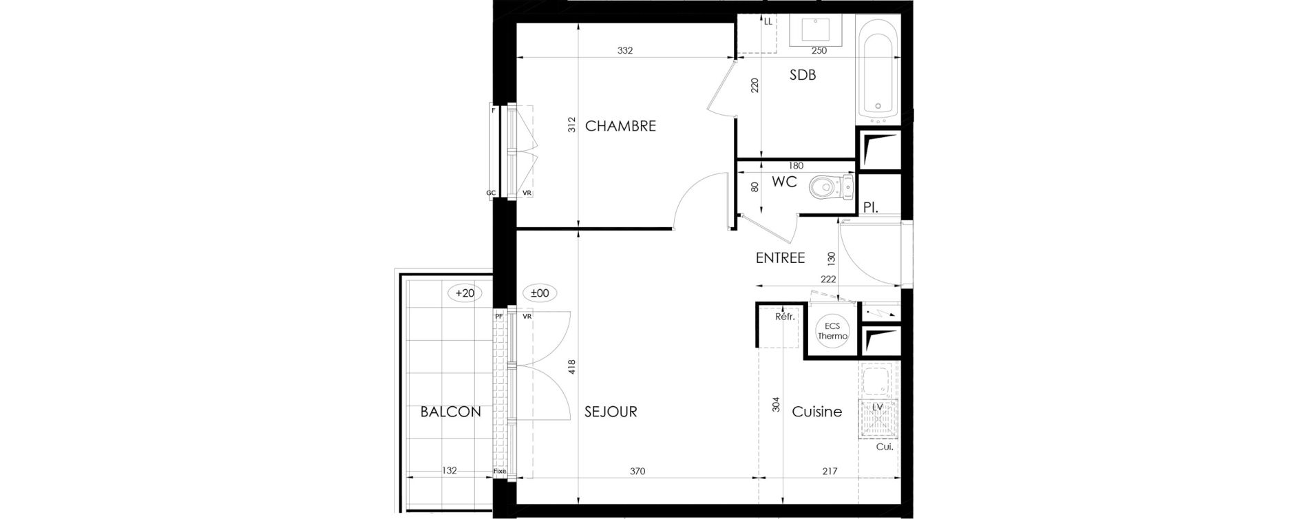 Appartement T2 de 41,70 m2 &agrave; Saint-Fargeau-Ponthierry Centre