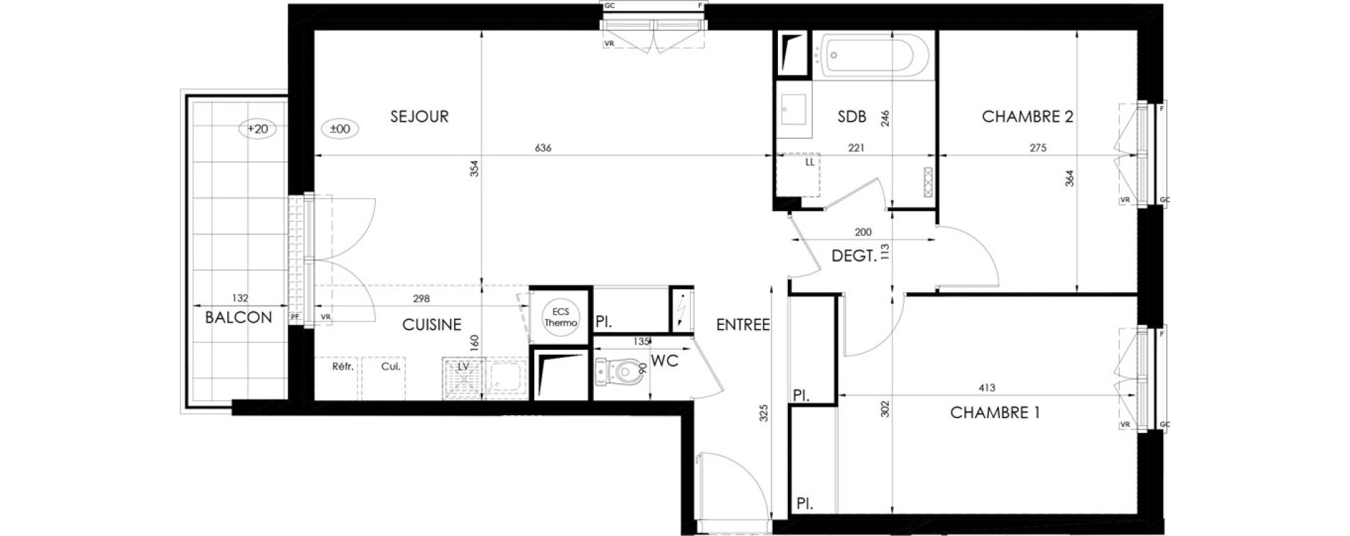 Appartement T3 de 66,00 m2 &agrave; Saint-Fargeau-Ponthierry Centre