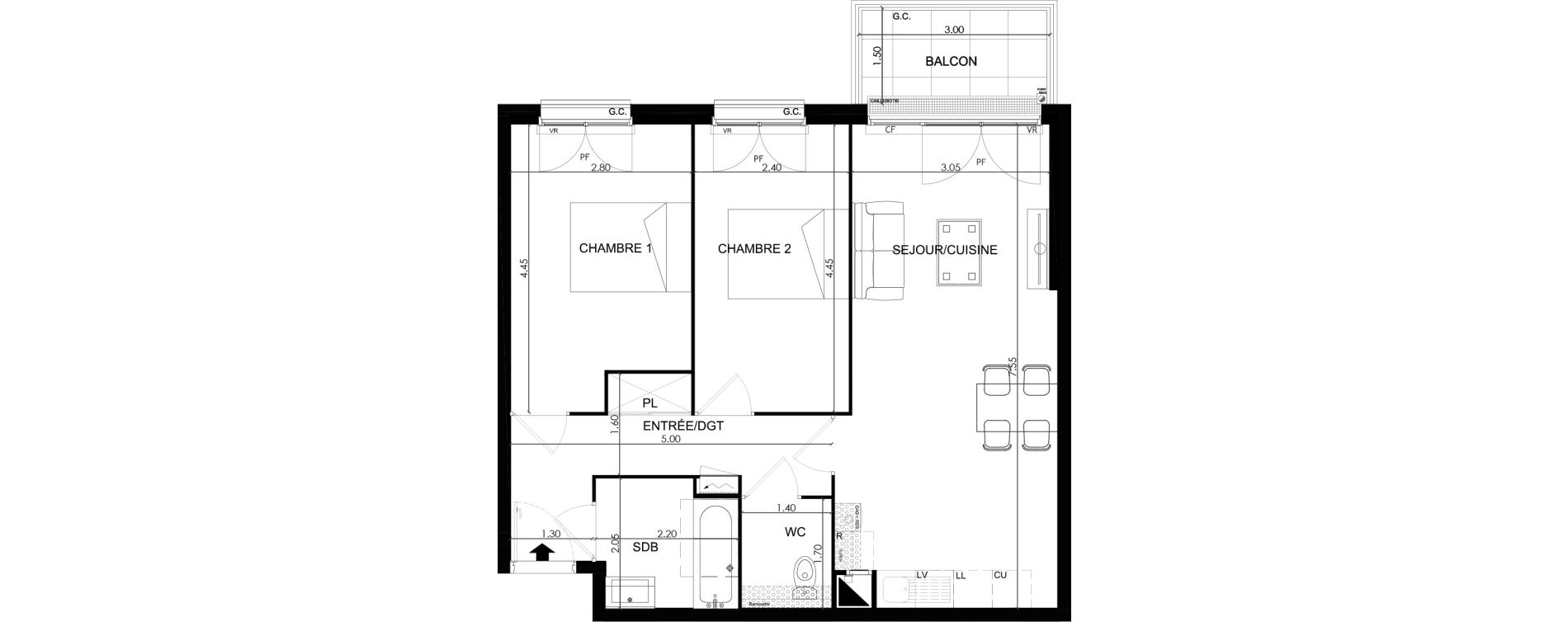 Appartement T3 de 60,85 m2 &agrave; Saint-Fargeau-Ponthierry Centre