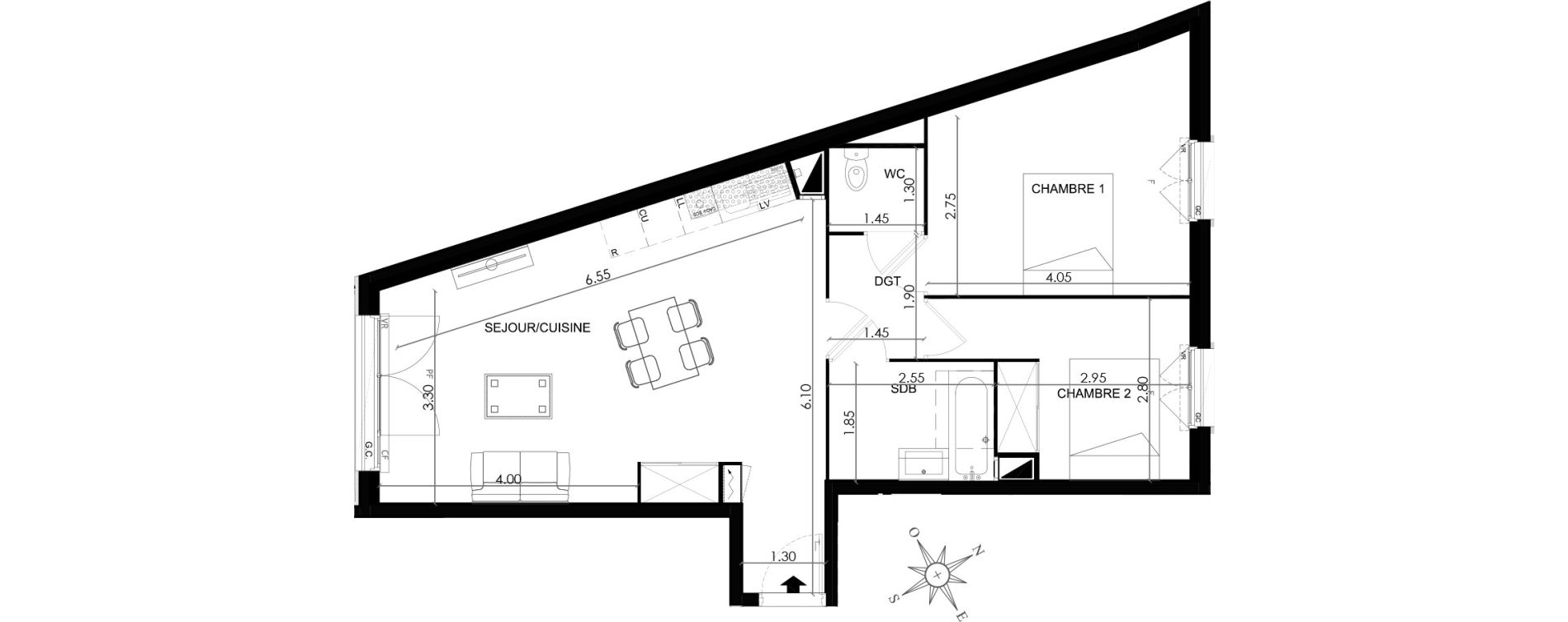 Appartement T3 de 63,65 m2 &agrave; Saint-Fargeau-Ponthierry Centre