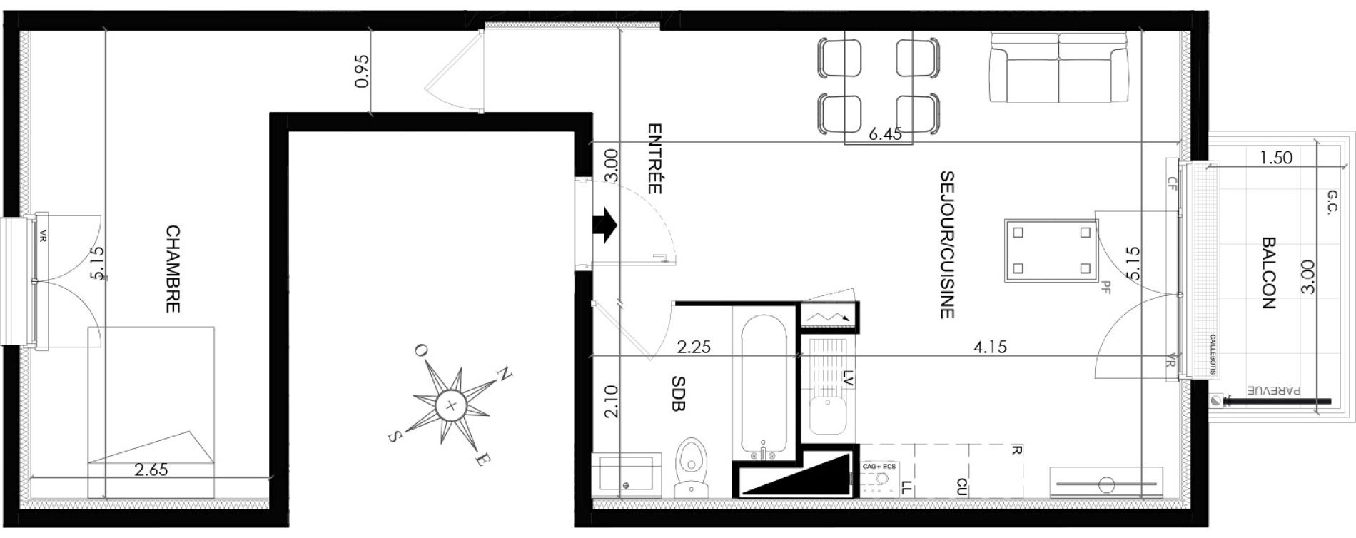 Appartement T2 de 49,00 m2 &agrave; Saint-Fargeau-Ponthierry Centre