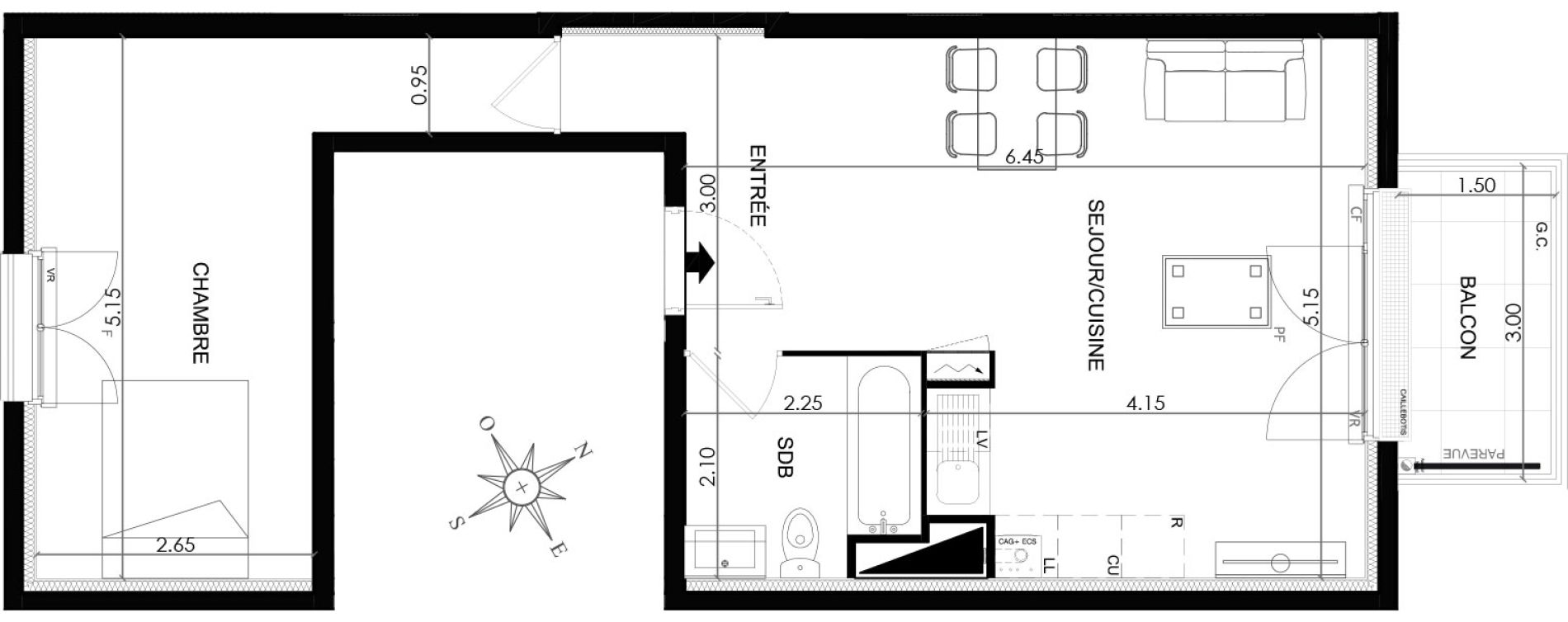 Appartement T2 de 49,00 m2 &agrave; Saint-Fargeau-Ponthierry Centre