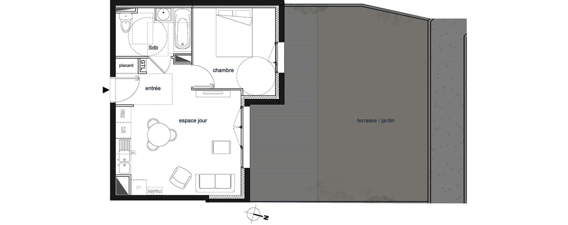 Appartement T2 de 38,10 m2 &agrave; Saint-Thibault-Des-Vignes Centre