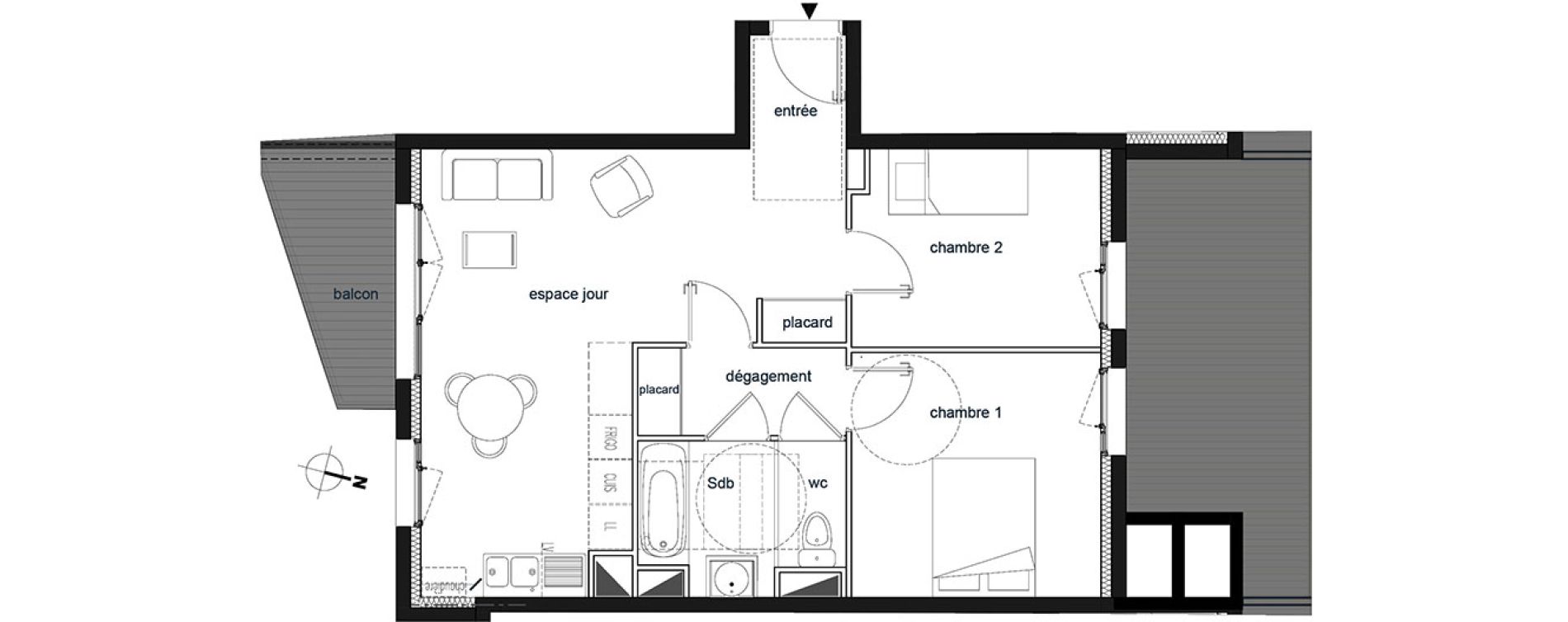 Appartement T3 de 55,70 m2 &agrave; Saint-Thibault-Des-Vignes Centre
