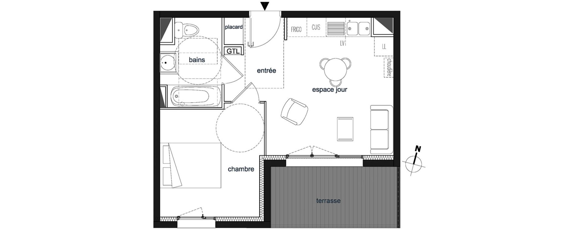 Appartement T2 de 35,20 m2 &agrave; Saint-Thibault-Des-Vignes Centre