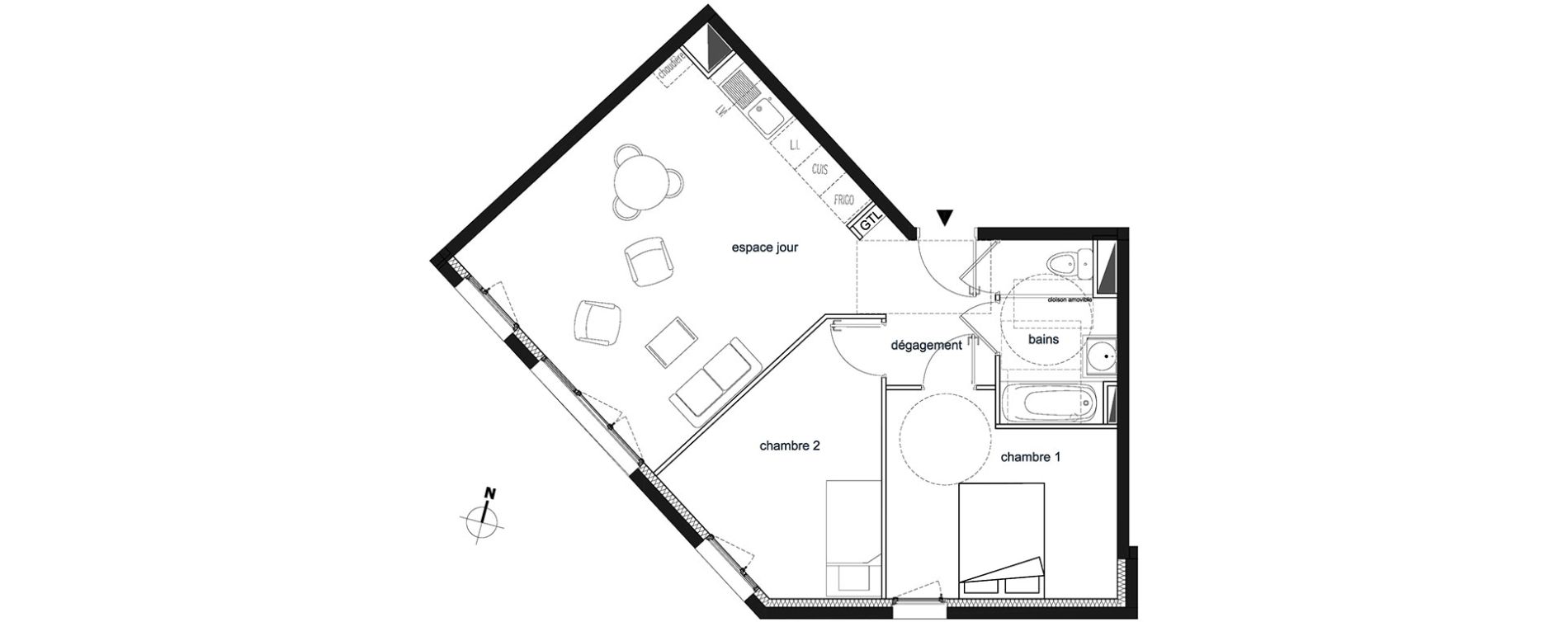 Appartement T3 de 59,90 m2 &agrave; Saint-Thibault-Des-Vignes Centre