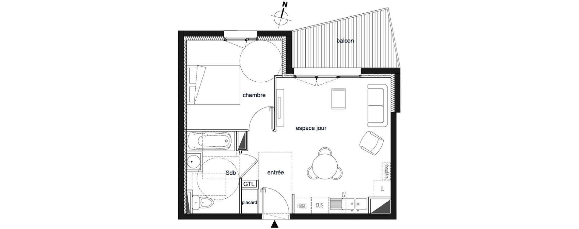 Appartement T2 de 38,10 m2 &agrave; Saint-Thibault-Des-Vignes Centre