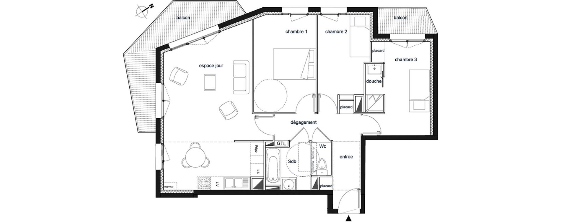 Appartement T4 de 76,90 m2 &agrave; Saint-Thibault-Des-Vignes Centre