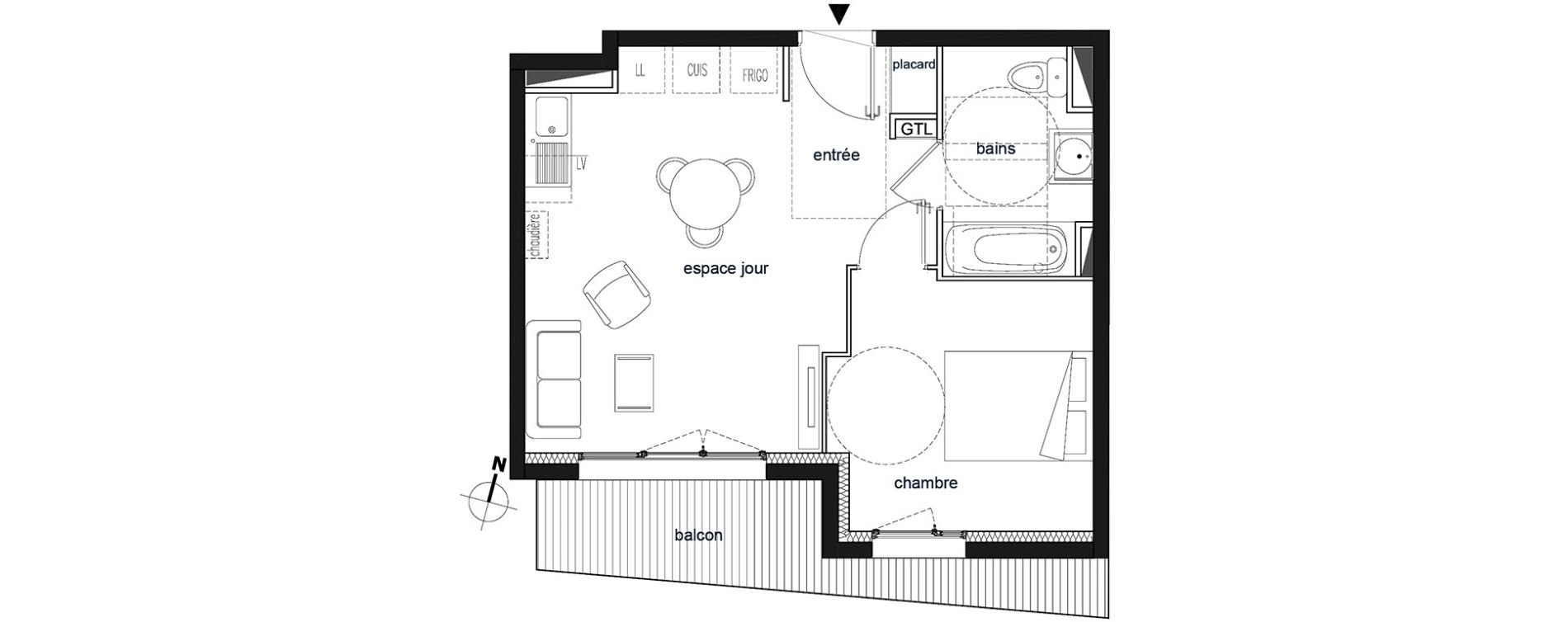 Appartement T2 de 38,90 m2 &agrave; Saint-Thibault-Des-Vignes Centre