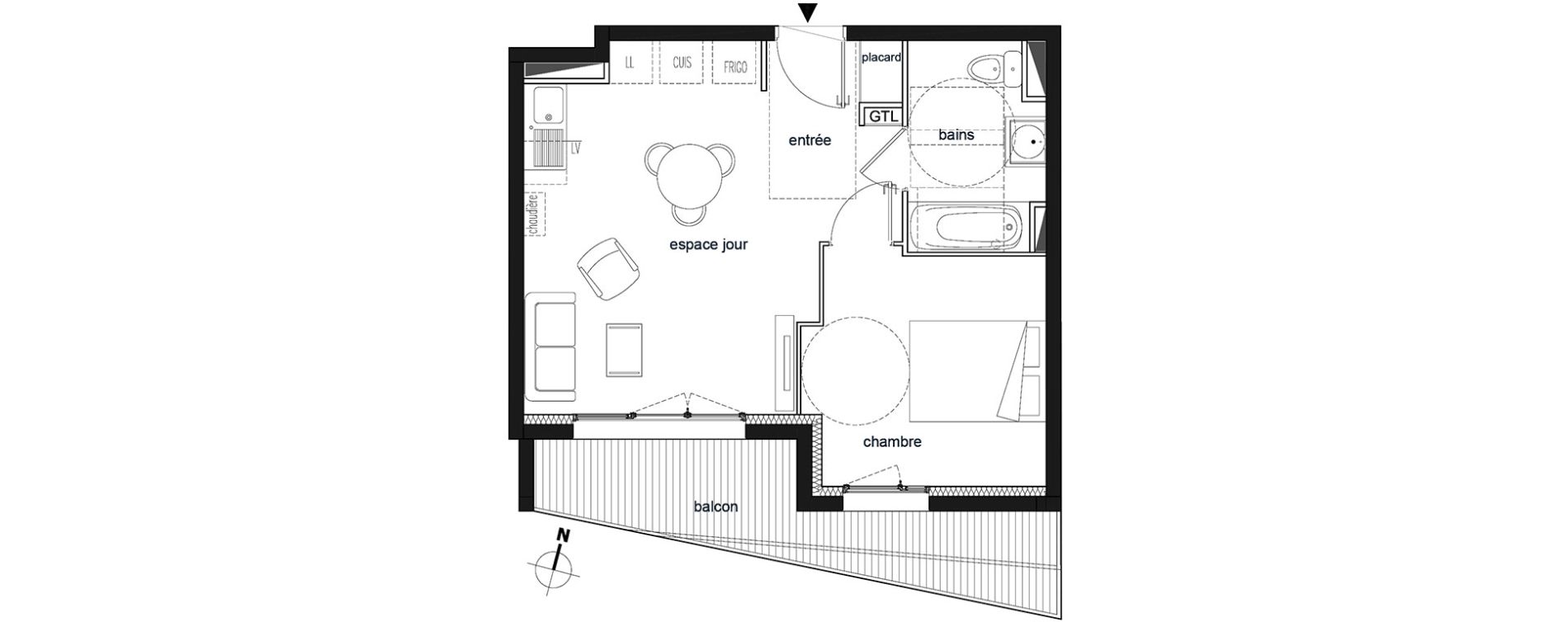 Appartement T2 de 38,90 m2 &agrave; Saint-Thibault-Des-Vignes Centre