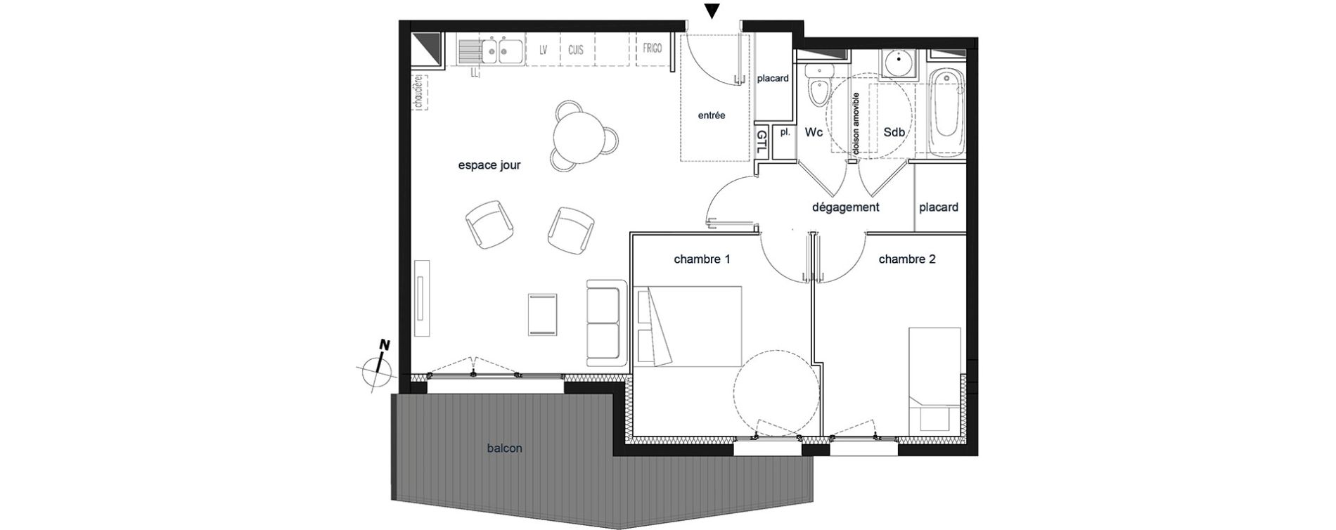 Appartement T3 de 60,70 m2 &agrave; Saint-Thibault-Des-Vignes Centre