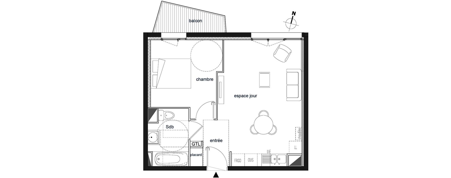 Appartement T2 de 41,20 m2 &agrave; Saint-Thibault-Des-Vignes Centre