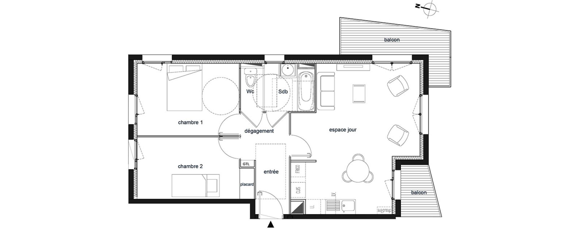 Appartement T3 de 60,50 m2 &agrave; Saint-Thibault-Des-Vignes Centre