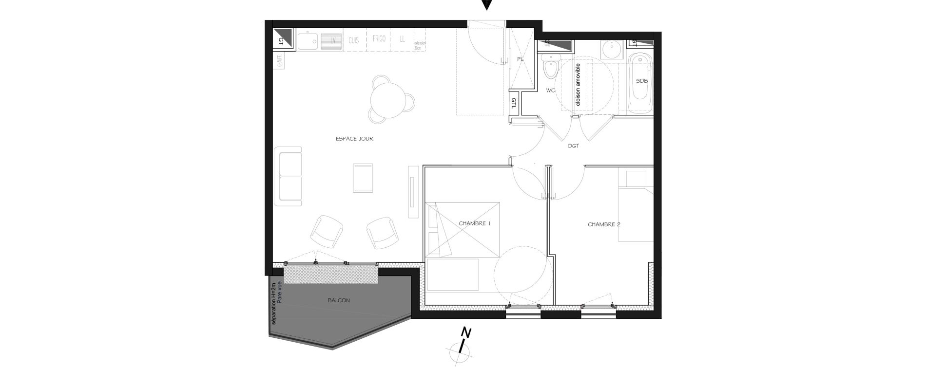 Appartement T3 de 61,10 m2 &agrave; Saint-Thibault-Des-Vignes Centre