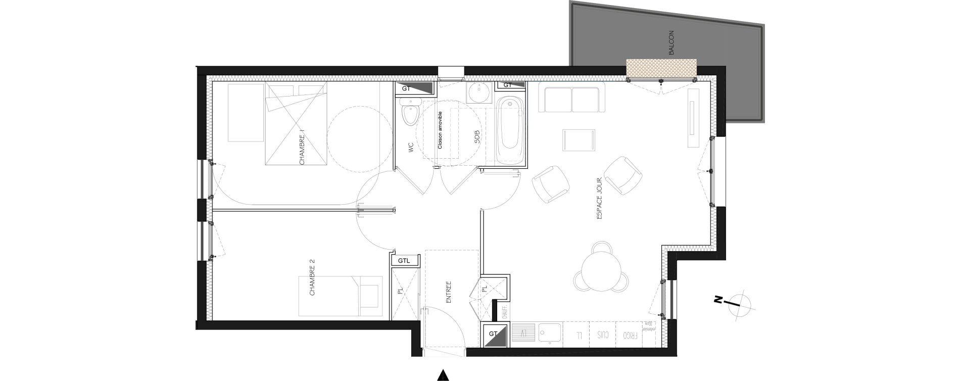 Appartement T3 de 60,60 m2 &agrave; Saint-Thibault-Des-Vignes Centre