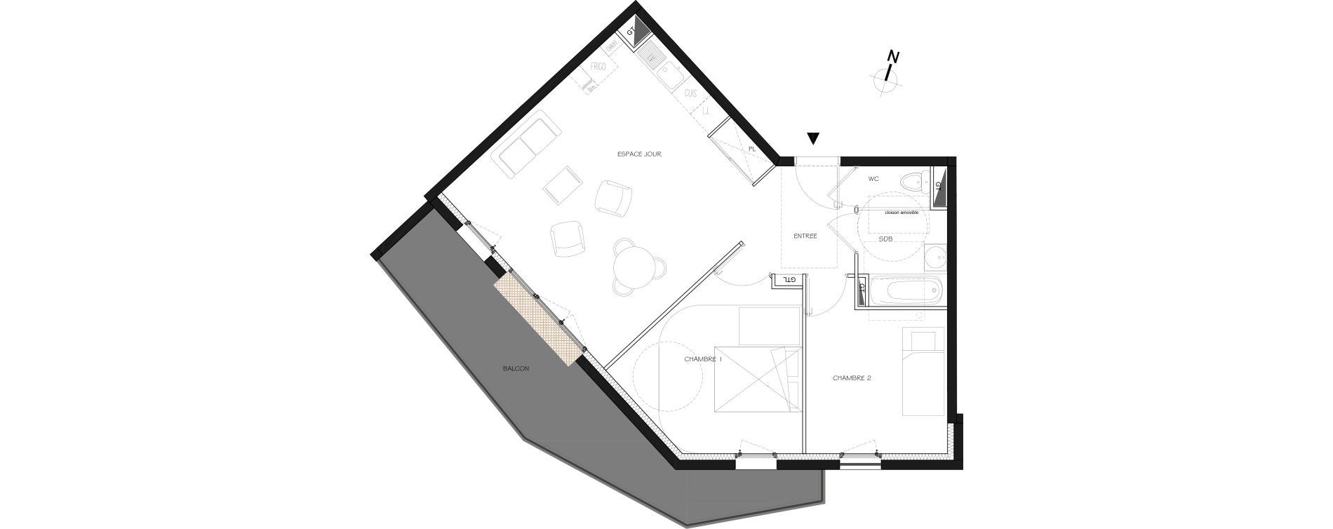 Appartement T3 de 61,40 m2 &agrave; Saint-Thibault-Des-Vignes Centre