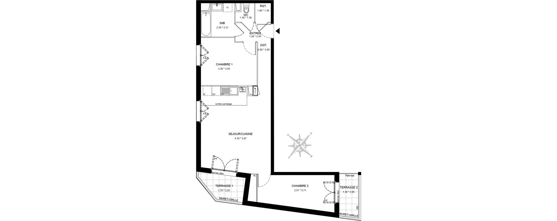 Appartement T3 de 65,73 m2 &agrave; Saint-Thibault-Des-Vignes Centre