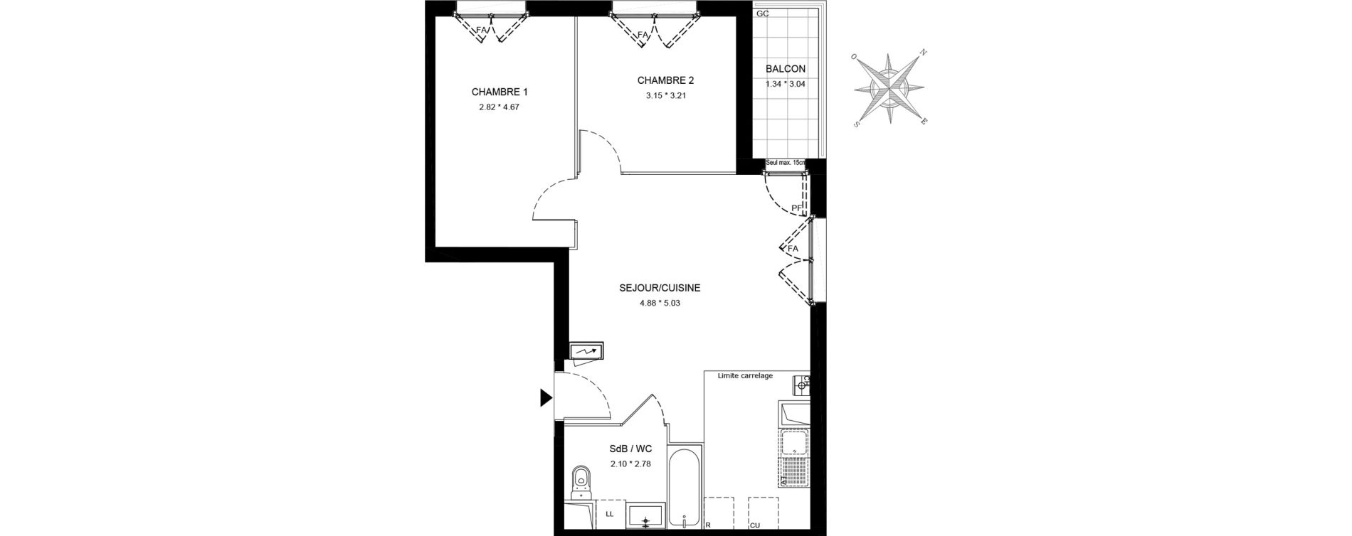 Appartement T3 de 57,17 m2 &agrave; Saint-Thibault-Des-Vignes Centre