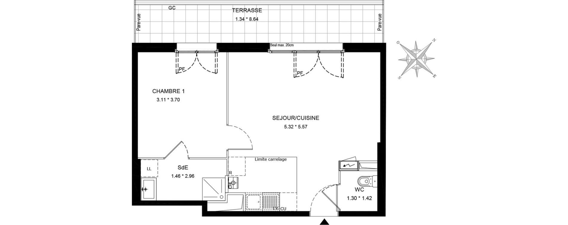 Appartement T2 de 44,33 m2 &agrave; Saint-Thibault-Des-Vignes Centre