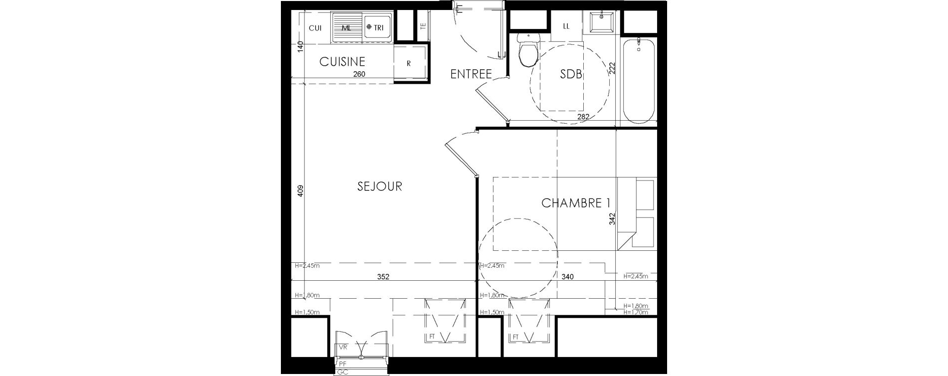 Appartement T2 de 38,13 m2 &agrave; Savigny-Le-Temple Centre