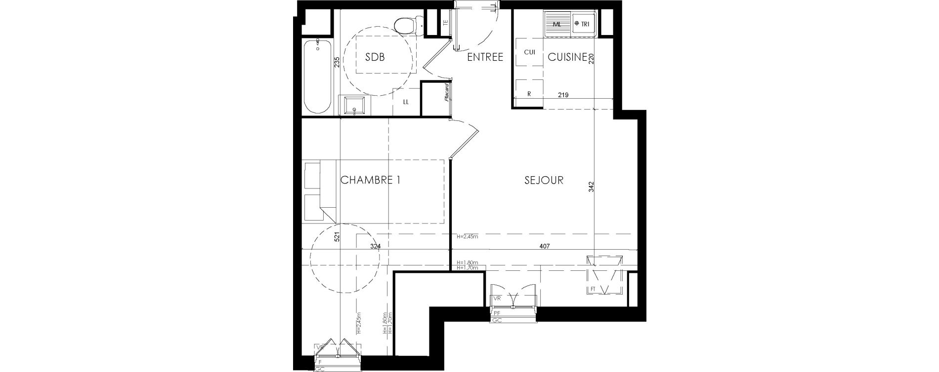 Appartement T2 de 43,77 m2 &agrave; Savigny-Le-Temple Centre