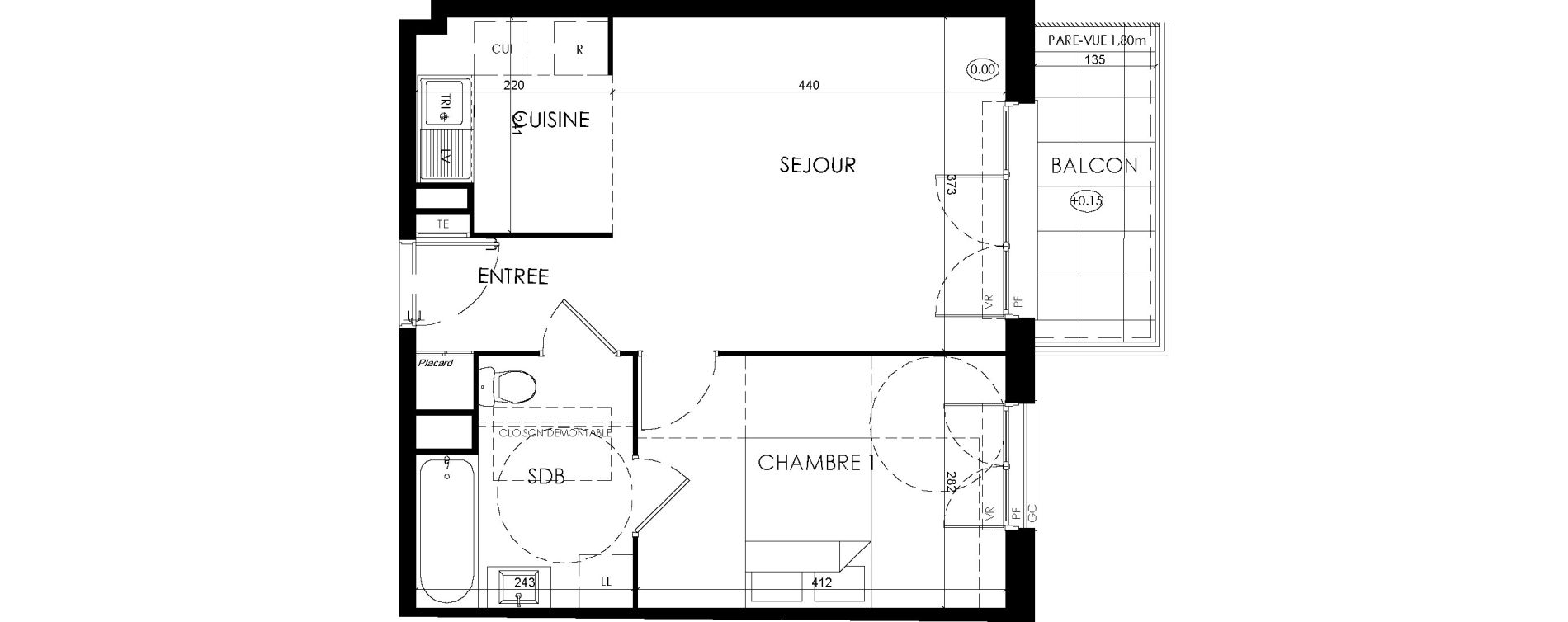 Appartement T2 de 42,19 m2 &agrave; Savigny-Le-Temple Centre