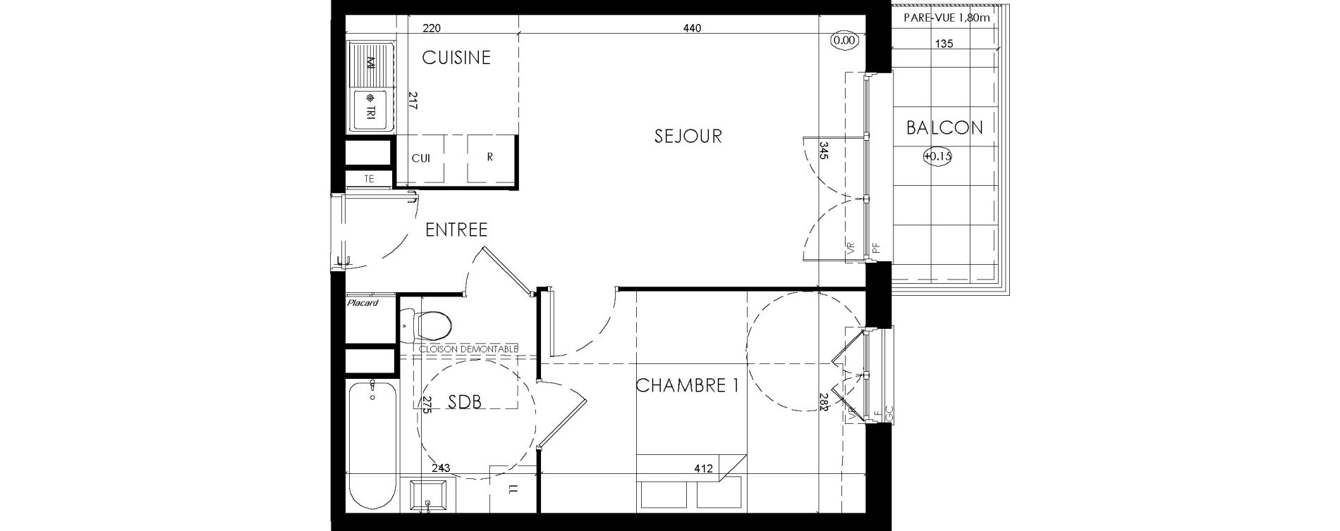 Appartement T2 de 40,39 m2 &agrave; Savigny-Le-Temple Centre