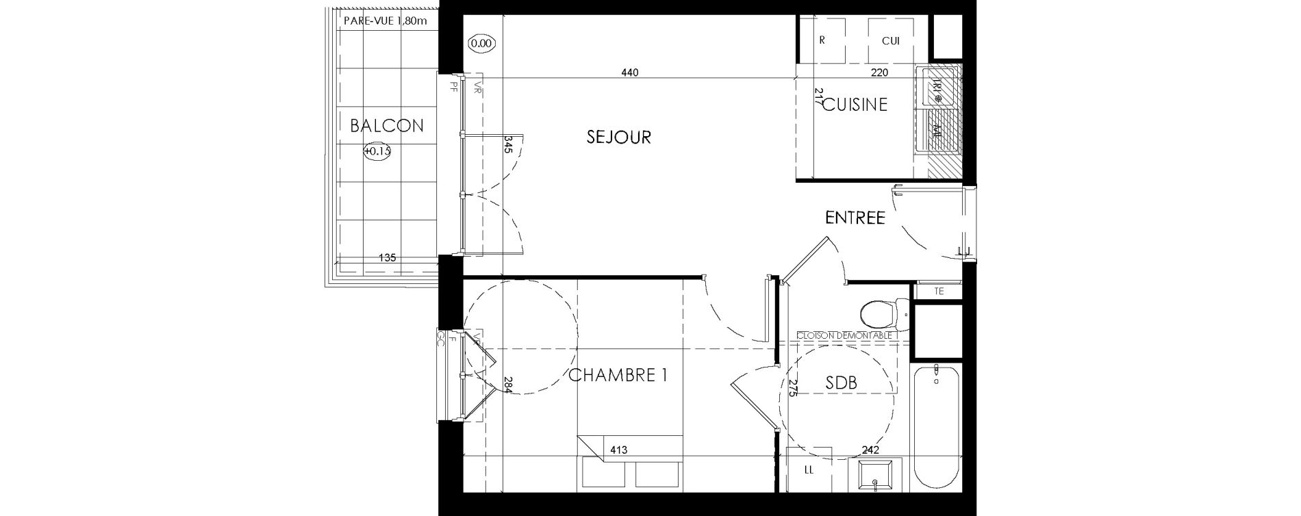 Appartement T2 de 40,12 m2 &agrave; Savigny-Le-Temple Centre