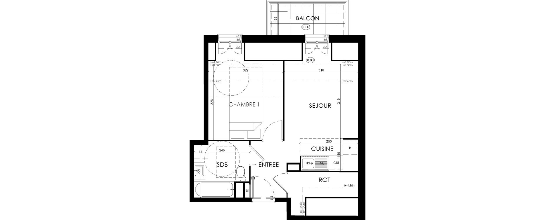 Appartement T2 de 38,36 m2 &agrave; Savigny-Le-Temple Centre